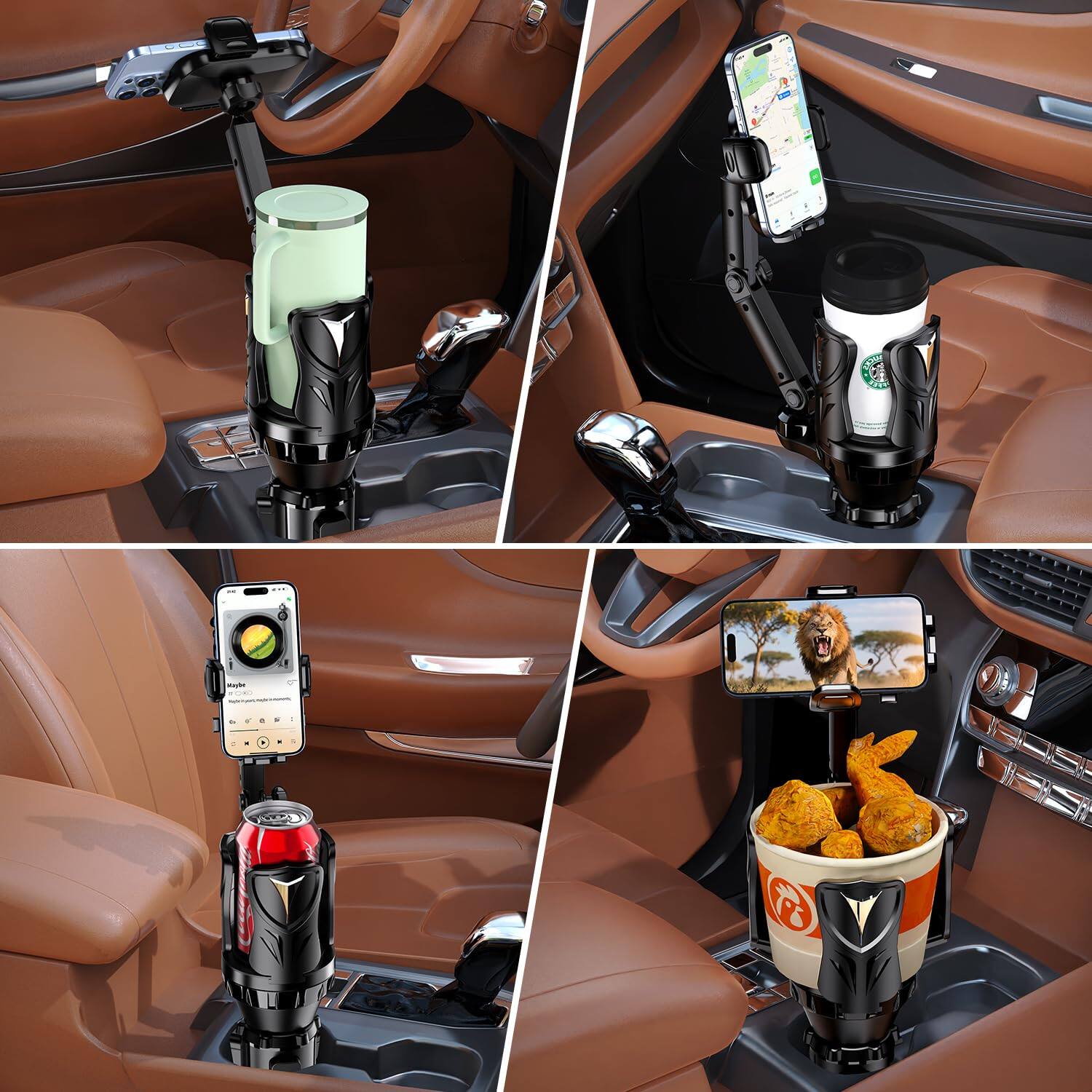 Alt View 4. COTTAGE - Phone Holders For Your Car Adjustable Cup Holder Expander With Rubber Grip Secure Hold Multi scenario Use D... - Default.