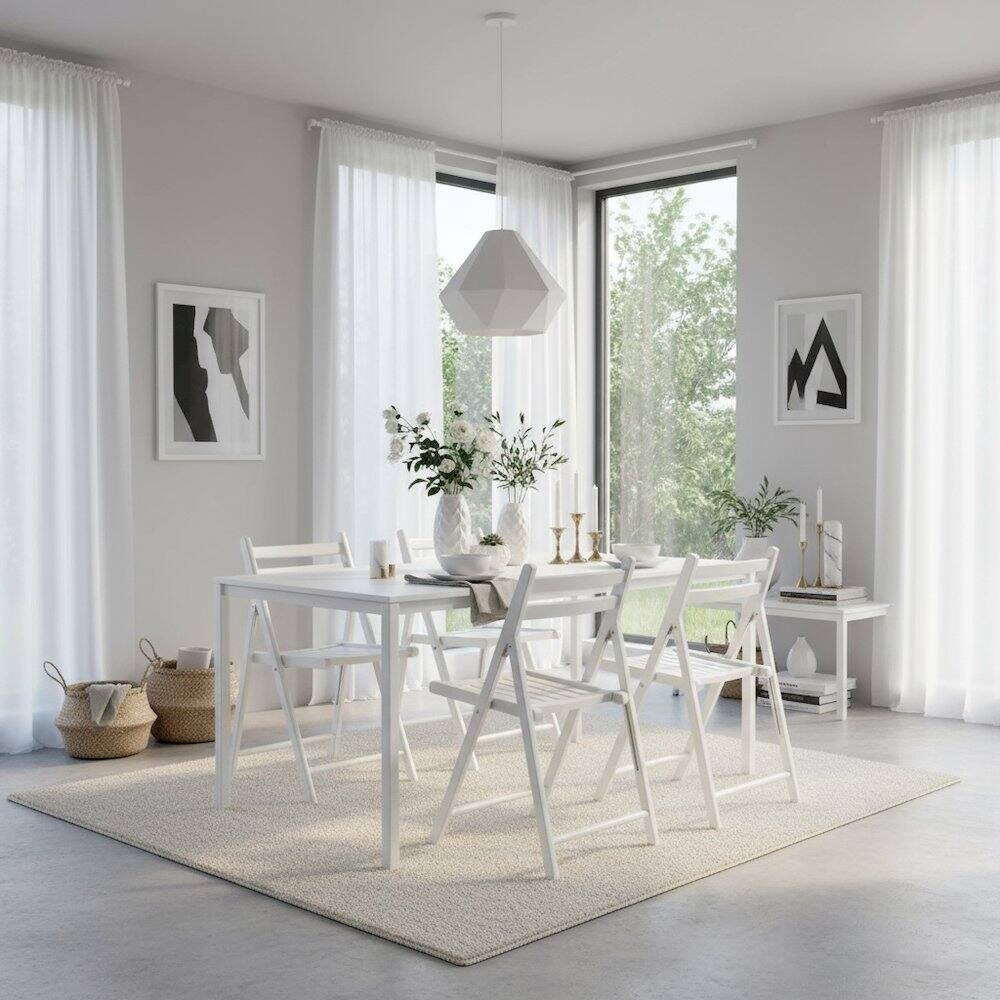 Alt View 4. FurniFact - 4-PC Folding Chair Set - White.