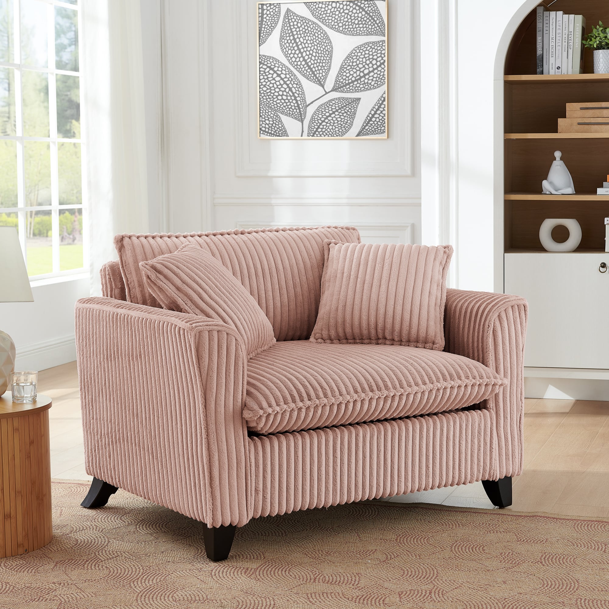 GOODSILO - Comfortable Single Sofa Chair with Backrest & Armrests - Living Room & Bedroom Accent - Pink