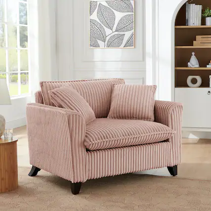 Front. GOODSILO - Comfortable Single Sofa Chair with Backrest & Armrests - Living Room & Bedroom Accent - Pink.