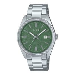 Casio - Men’s Stainless Steel Analog Watch with Green Dial - MTP-1302DA-3AVDF - Silver