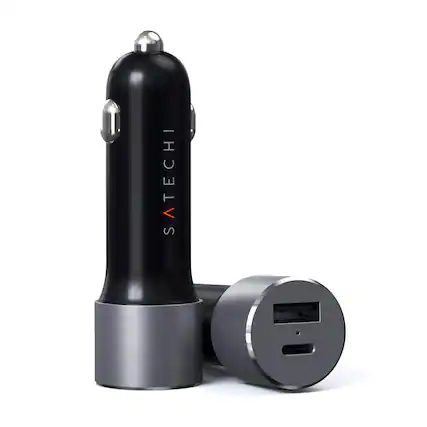 Front. Satechi - 72W Type-C PD Car Charger Adapter - Space Gray.