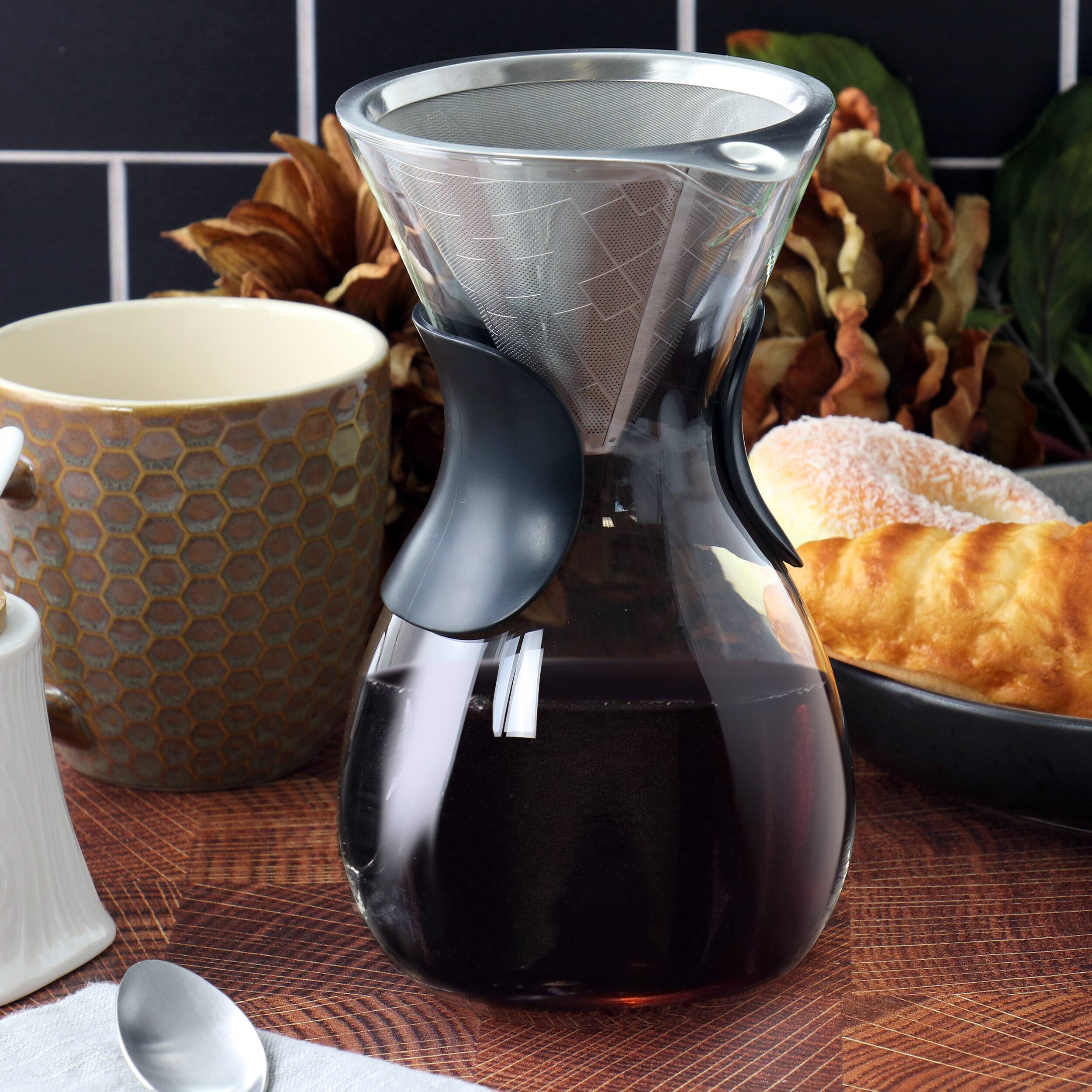 Alt View 4. Mr. Coffee - Mr. Coffee Verduzco 1 Liter Clear Glass Pour Over Coffee Maker with Fine Mesh Filter - Clear.