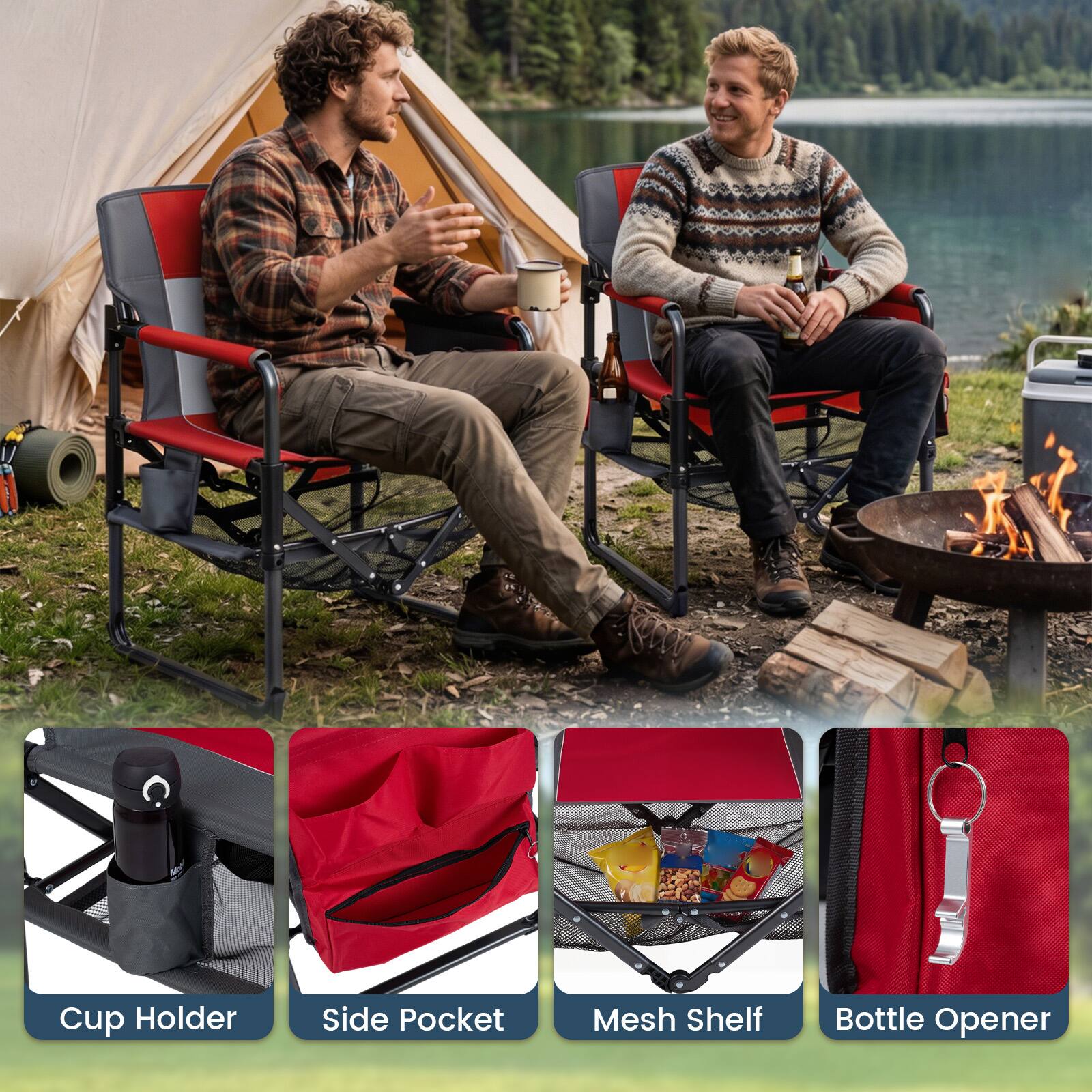Cup Holder Side Pocket Mesh Shelf Bottle Opener