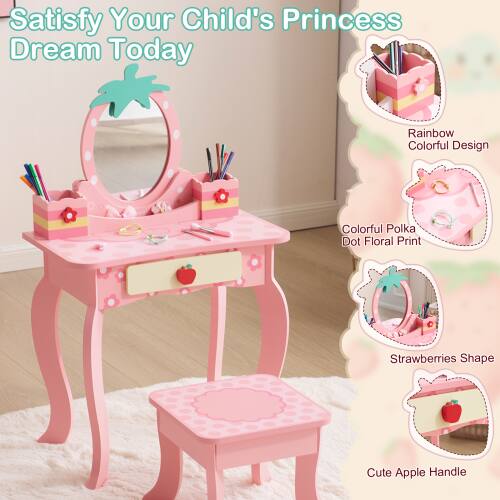 Satisfy Your Child's Princess Dream Today

- Rainbow Colorful Design
- Colorful Polka Dot Floral Print
- Strawberries Shape
- Cute Apple Handle