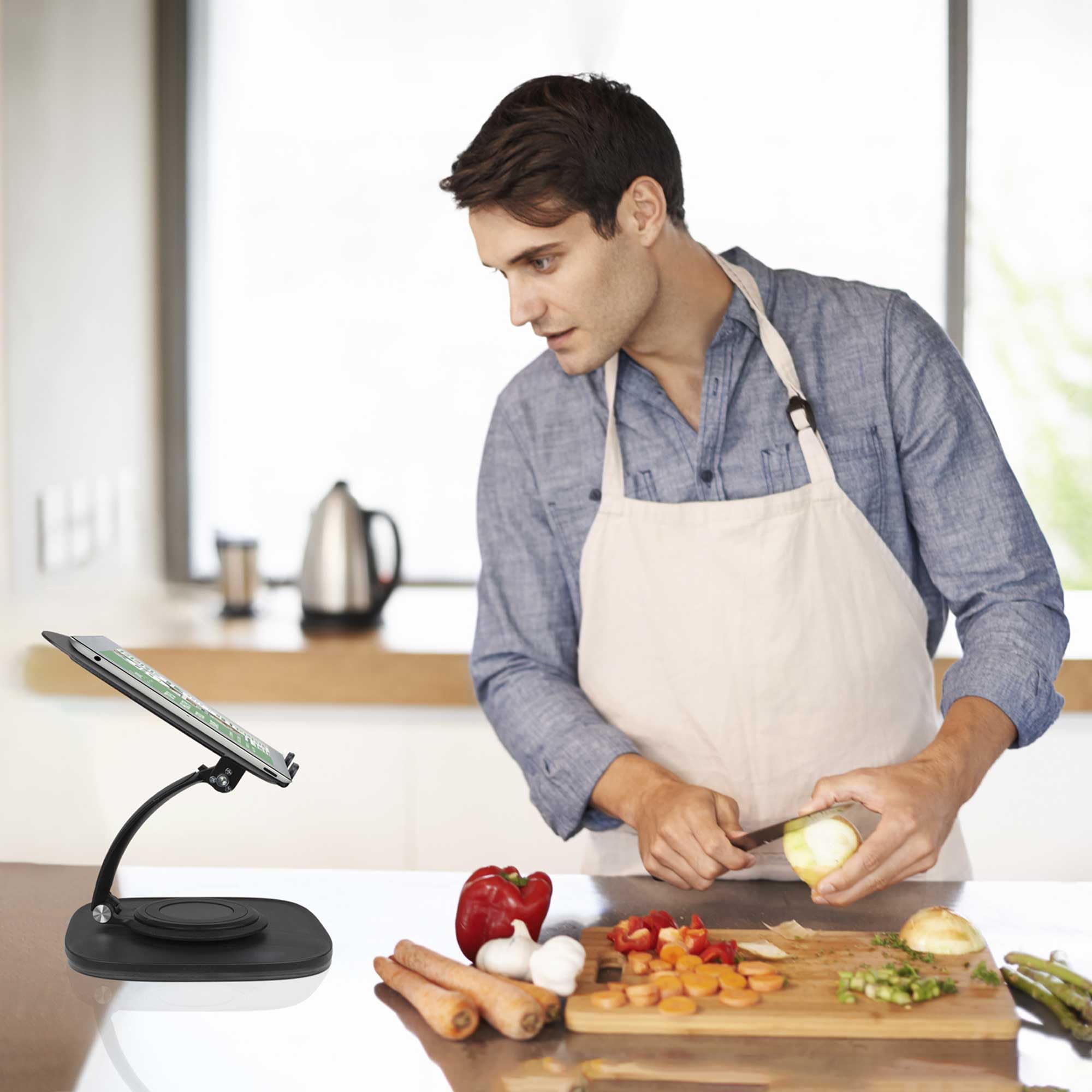 Alt View 2. HongFei - Laptop Stand with 360° Rotating Base, Ergonomic Adjustable Stand, Compatible with Most MacBook and Win Laptops - BLACK.