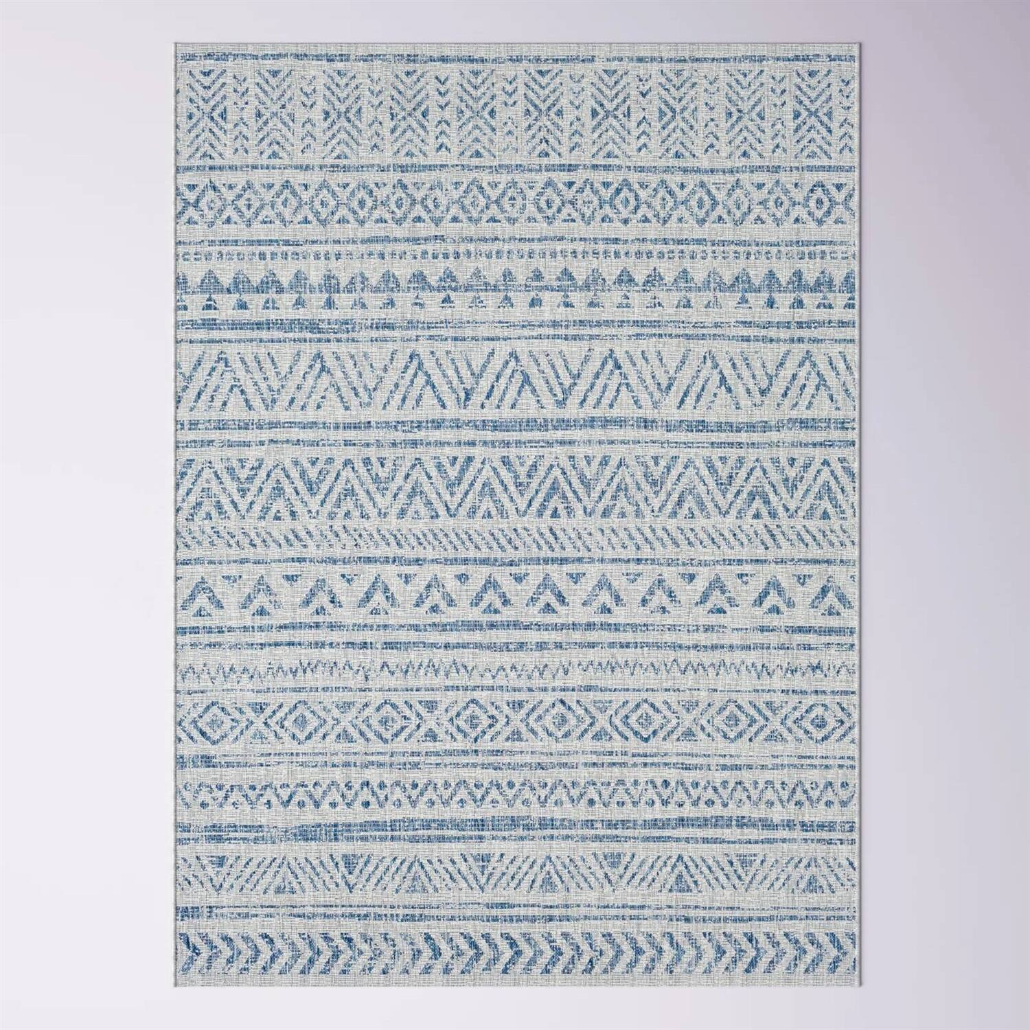 Alt View 1. Hivvago - 6.5 ft. x 9 ft. Blue Grey Chevron Coastal Boho Style Indoor Outdoor Area Rug - Blue Grey.