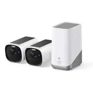 eufy - eufyCam E40 2-Cam Kit (HomeBase S380) Outdoor Wireless Solar Security Camera, Local Storage, No Monthly Fee - White