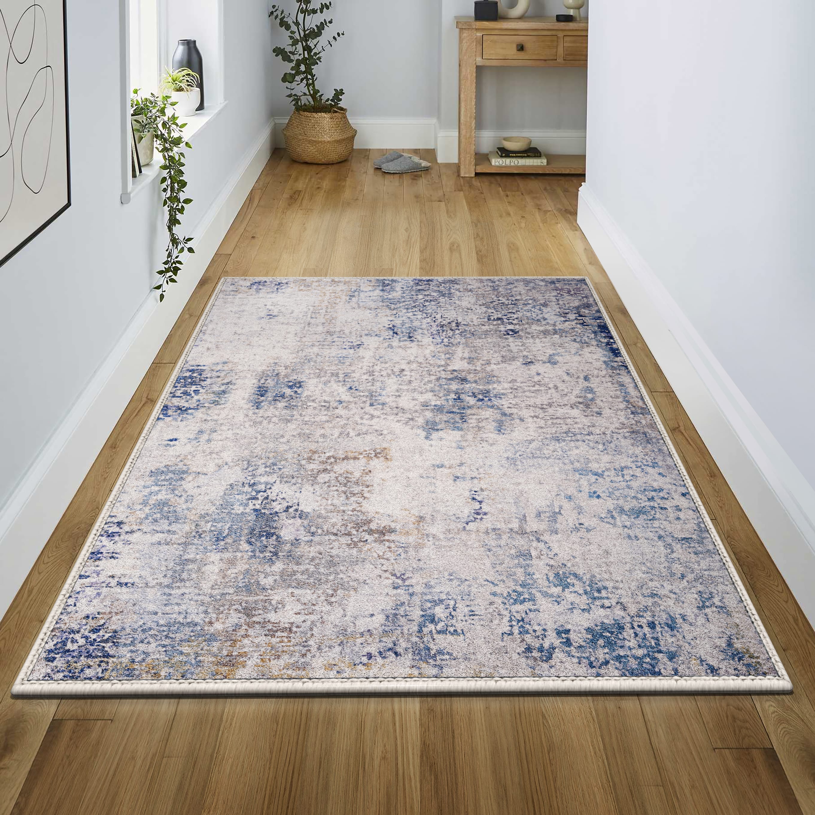 Sorbus - 3x5 Area Rug for Entryway, Machine Washable, Non-Slip, Vintage Rug - Low Pile Non-Shedding Indoor Rugs - Drift