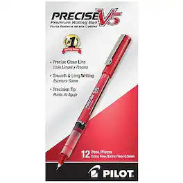 Pilot - Precise V5 Rollerball Pens, Extra Fine Point, Dozen - Red Ink