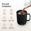Beyond insulation: 10 oz capacity, 90 min battery, Smart LED indicator (50C - 62.5°C), ember Z Auto Sleep, Bluetooth when not in use, connection to app.