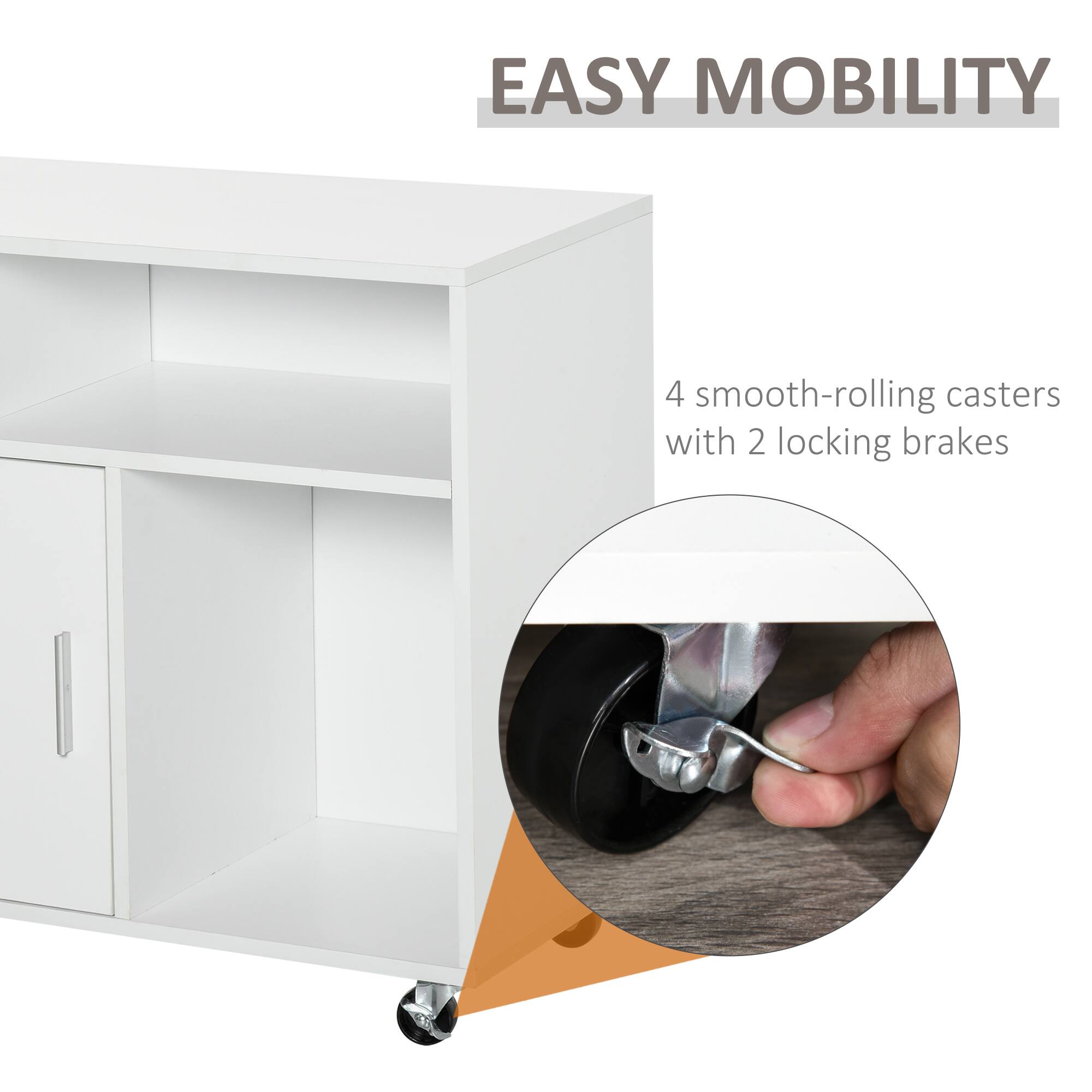EASY MOBILITY
4 smooth-rolling casters with 2 locking brakes