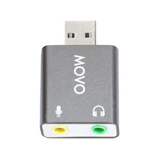 Front. MOVO - Movo USB-AC1 3.5mm TRRS Microphone to USB 2.0 Stereo Digital Audio Converter - USB Sound Card Adapter for Computer.