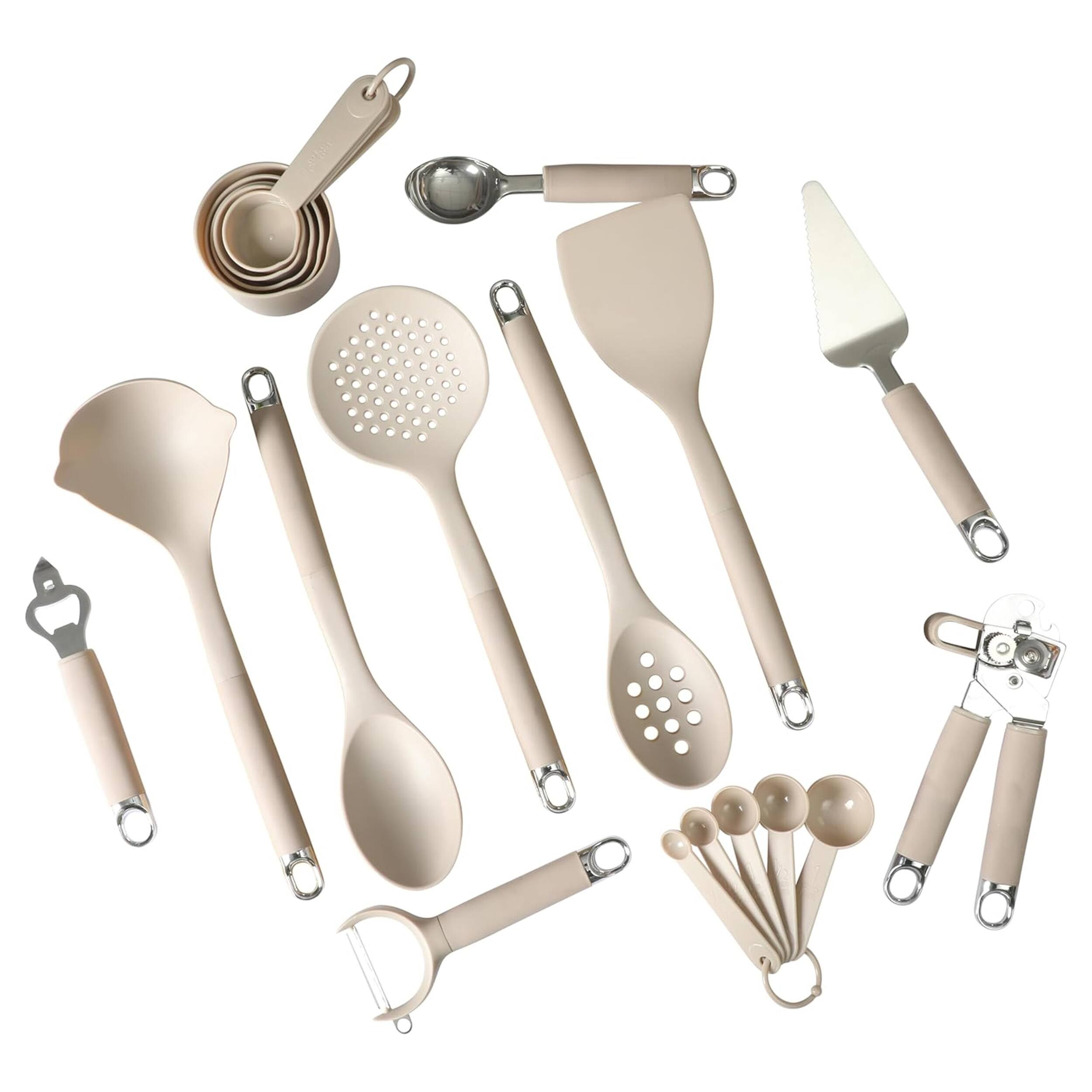 Front. Gibson - Gibson Home Burchette 20 Piece Nylon Kitchen Gadget & Tool Set in Taupe - Taupe.