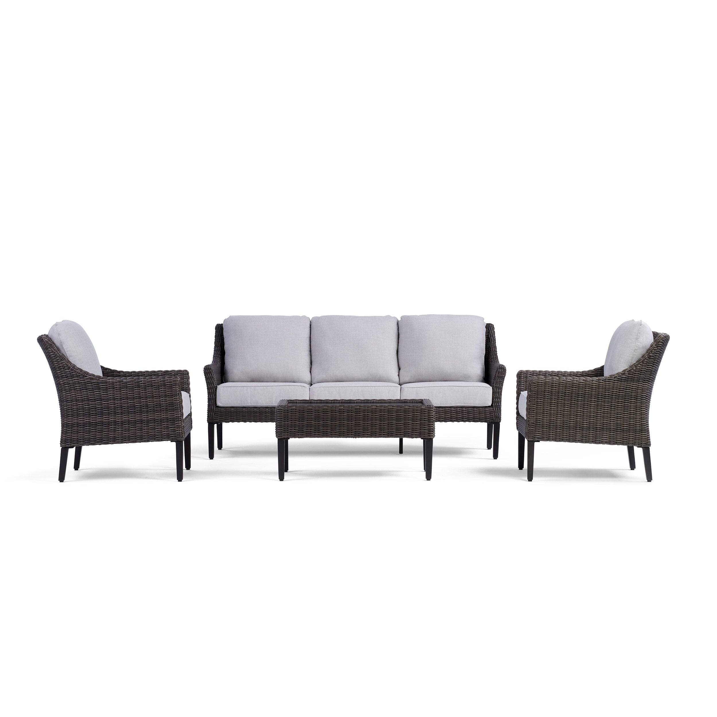 Front. Yardbird® - Harriet Sofa Set with Fixed Chairs - Silver.