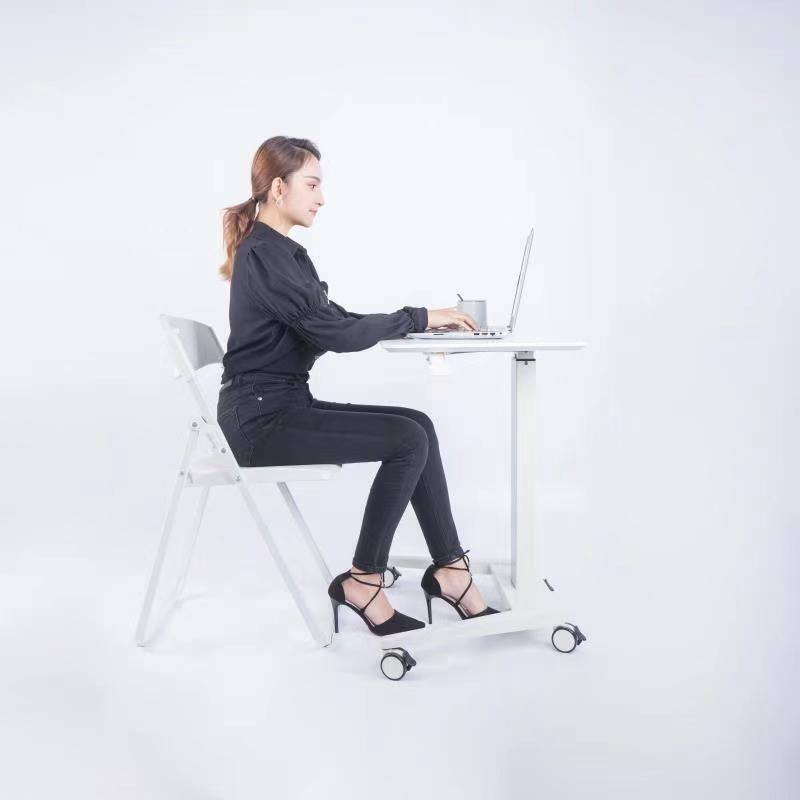 Back. APRILSOUL - Compact Tech Desk Standing and Adjustable Desk - White.