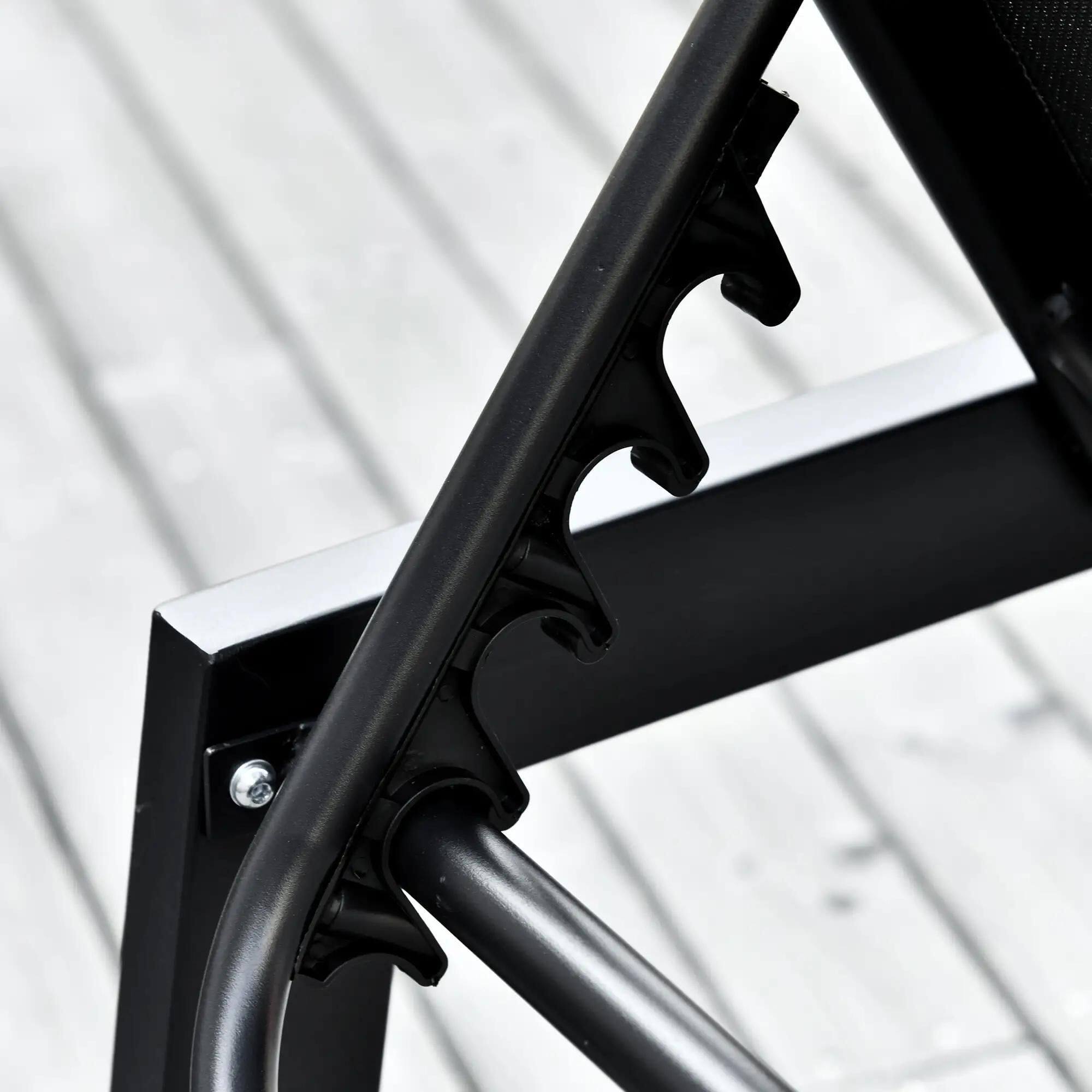 Alt View 1. Resenkos - Resenkos Outdoor Chaise Lounge With Wheels, Five Position Recliner For Sunbathing, Suntanning, Steel Frame, Black - Black.