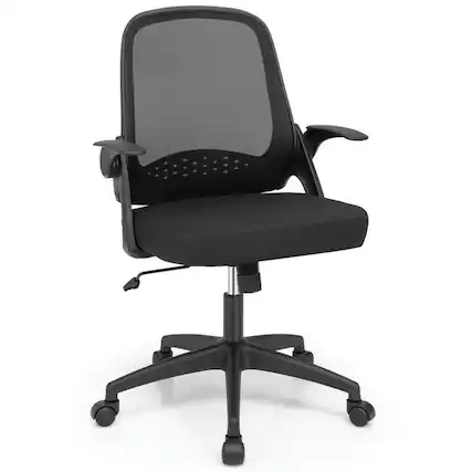 Front. Kadyn - Adjustable Mesh Office Chair Rolling Computer Desk Chair with Flip-up Armrest-Black, Home Office Computer Desk Chair - Black.