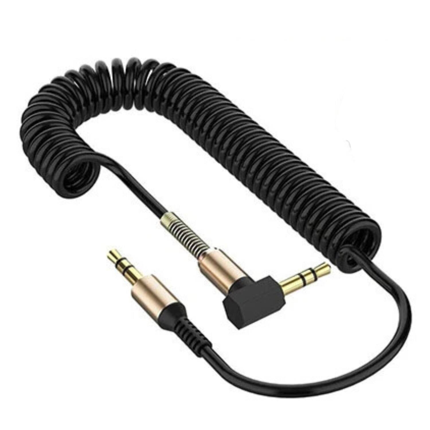 Front. Home Collection - L-Shaped 3.5mm Male to Male AUX Cable - Black.