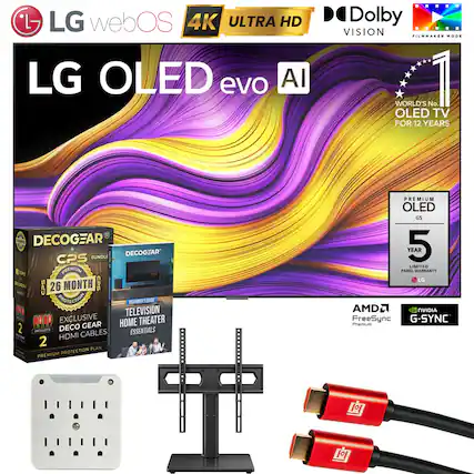 LG webOS 4K ULTRA HD LG OLED evo AI
Dolby VISION FILMMAKER MODE
WORLD'S No. 1 OLED TV FOR 12 YEARS
DECOGEAR CPS BUNDLE
26 MONTH PREMIUM PROTECTION
EXCLUSIVE DECOGEAR HOME THEATER ESSENTIALS
2 HDMI CABLES
PREMIUM OLED G5
5 YEAR LIMITED PANEL WARRANTY
AMD FreeSync Premium
NVIDIA G-SYNC
LG webOS 4K ULTRA HD
Dolby VISION FILMMAKER MODE
WORLD'S No. 1 OLED TV FOR 12 YEARS
DECOGEAR CPS BUNDLE
26 MONTH PREMIUM PROTECTION
EXCLUSIVE DECOGEAR HOME THEATER ESSENTIALS
2 HDMI CABLES
PREMIUM OLED G5
5 YEAR LIMITED PANEL WARRANTY
AMD FreeSync Premium
NVIDIA G-SYNC