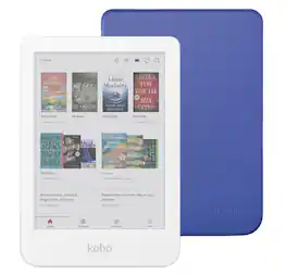 Kobo - Clara Colour eReader (White) with Bundle - 2025 - Cobalt Blue Basic SleepCover