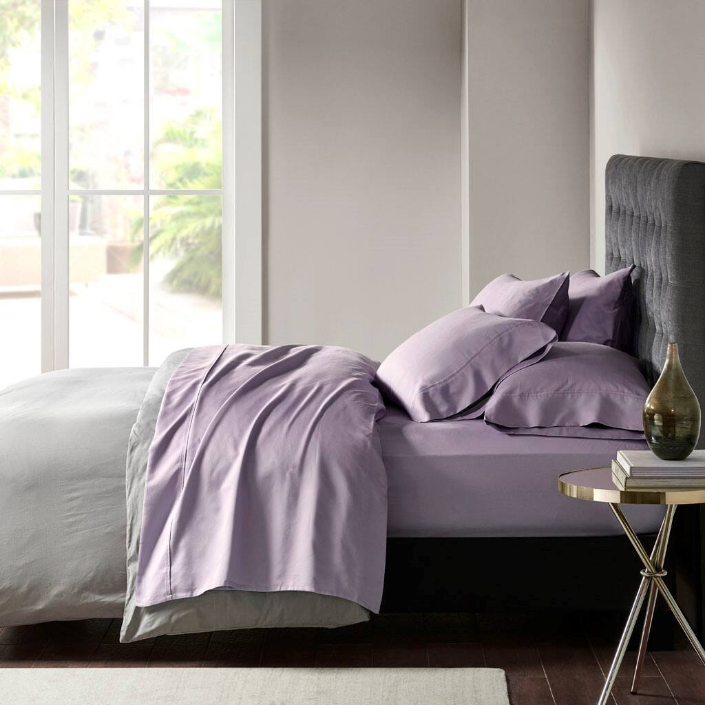 Alt View 1. Gracie Mills - Gracie Mills Elodie 800 Thread Count Sateen Sheet Set - Purple.