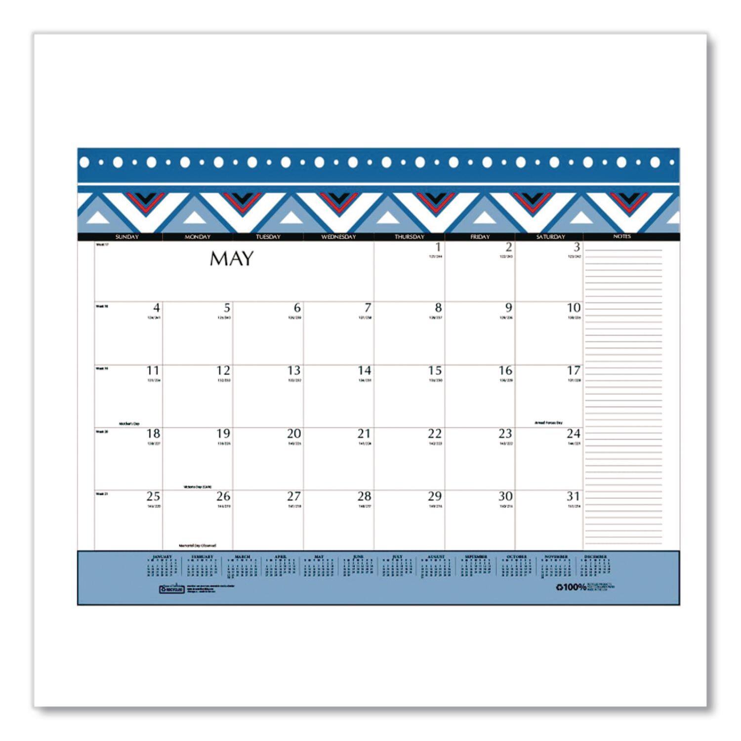 Sure, here is the corrected and grouped text from the image:

---

**MAY**

**SUNDAY**  
1  
8  
15  
22  
29  

**MONDAY**  
2  
9  
16  
23  
30  

**TUESDAY**  
3  
10  
17  
24  

**WEDNESDAY**  
4  
11  
18  
25  

**THURSDAY**  
5  
12  
19  
26  

**FRIDAY**  
6  
13  
20  
27  

**SATURDAY**  
7  
14  
21  
28  

**NOTES**  
[Lines for notes]

---

**100%**