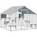 Front. Pawhut - Catio Outdoor Cat Enclosure, 94.5" Extra Large Walk-in Cat House with Waterproof Cover, 2 Resting Boxes, 7 Platforms.