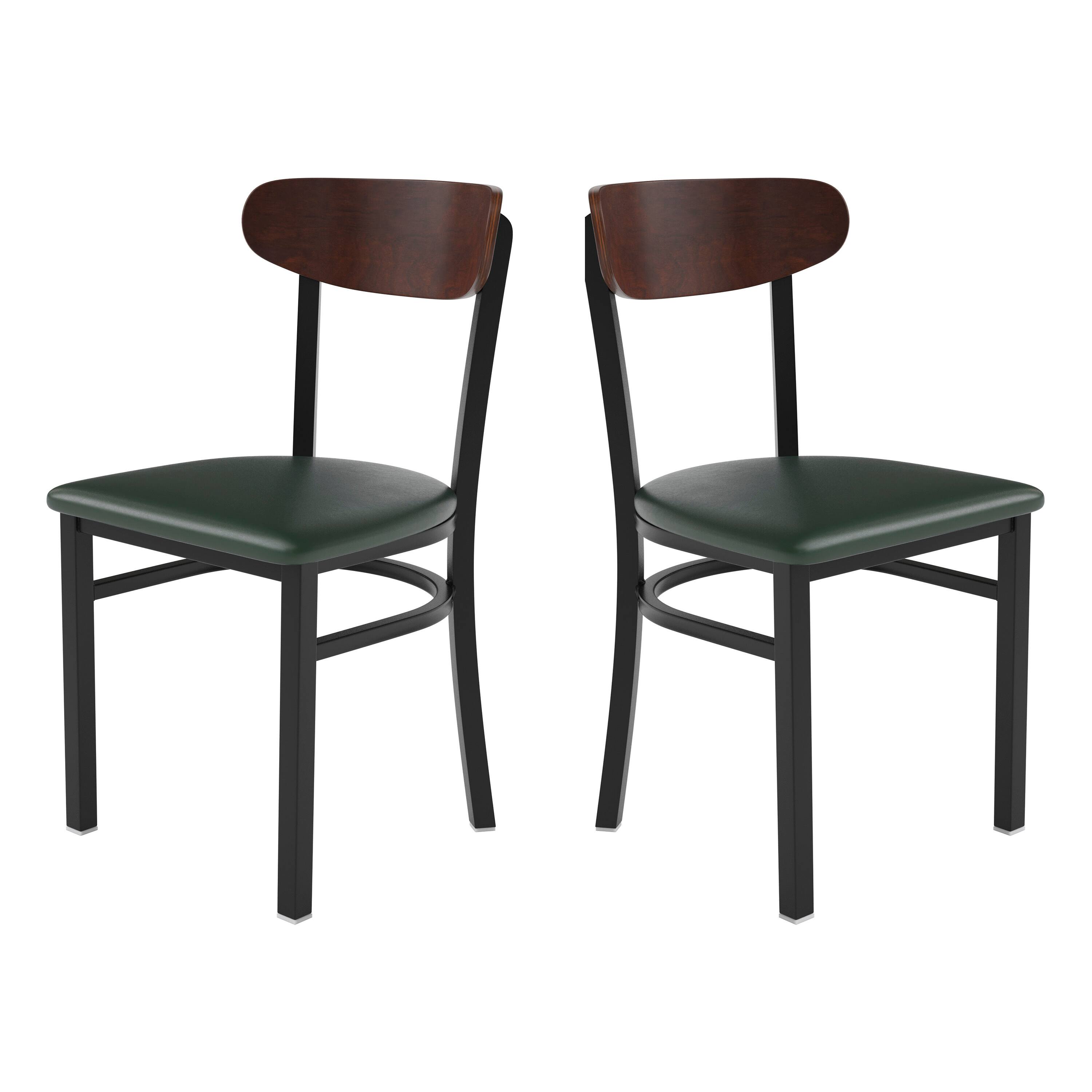 Walnut Wood Back/Green Vinyl Seat