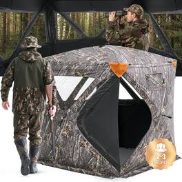 VEVOR - Hunting Blind, 270° Ground Blind,2-3 Person Pop Up Deer Blind for Hunting with Carrying Bag, Portable Resilient Hunting - camouflage color