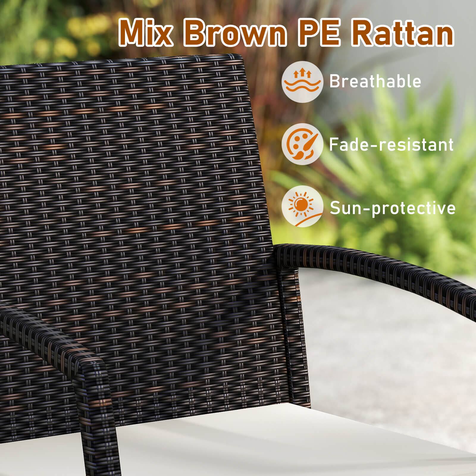 Mix Brown PE Rattan

- Breathable
- Fade-resistant
- Sun-protective