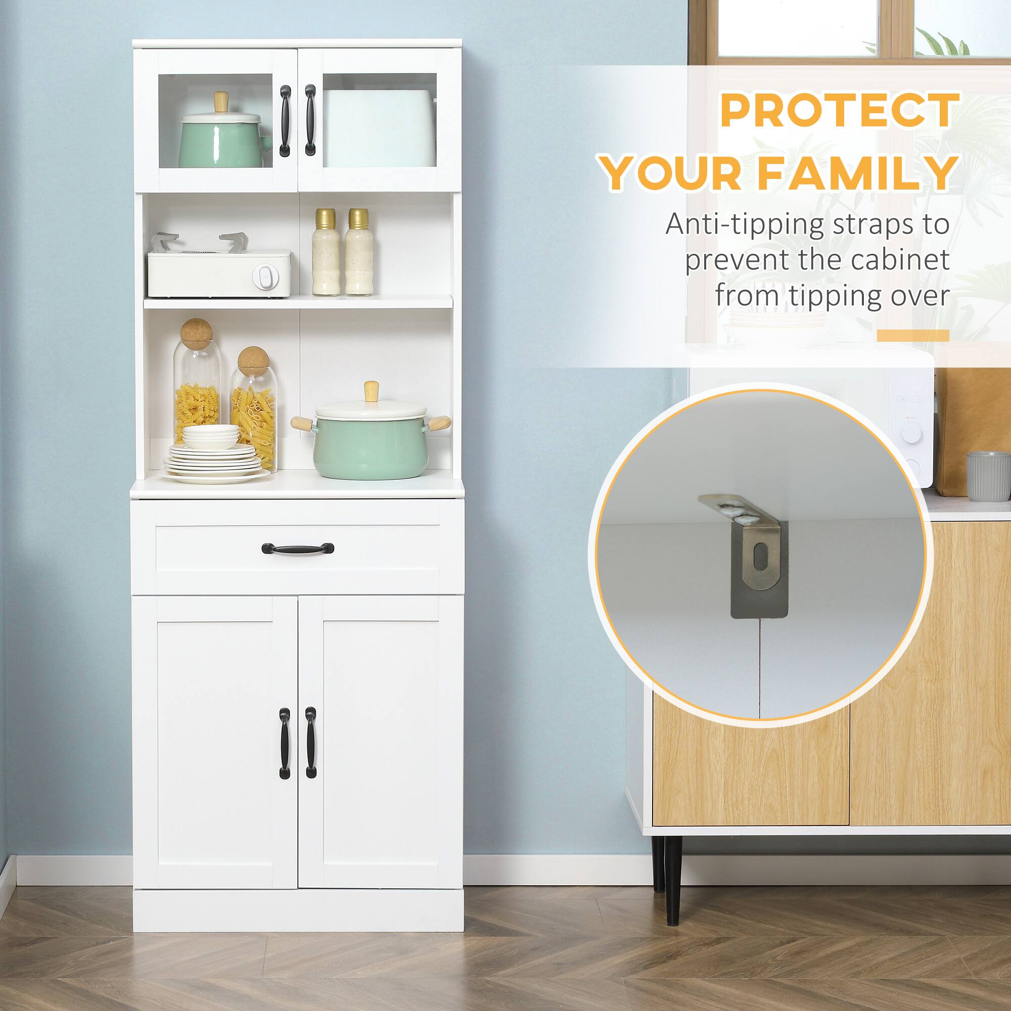 PROTECT YOUR FAMILY
Anti-tipping straps to prevent the cabinet from tipping over