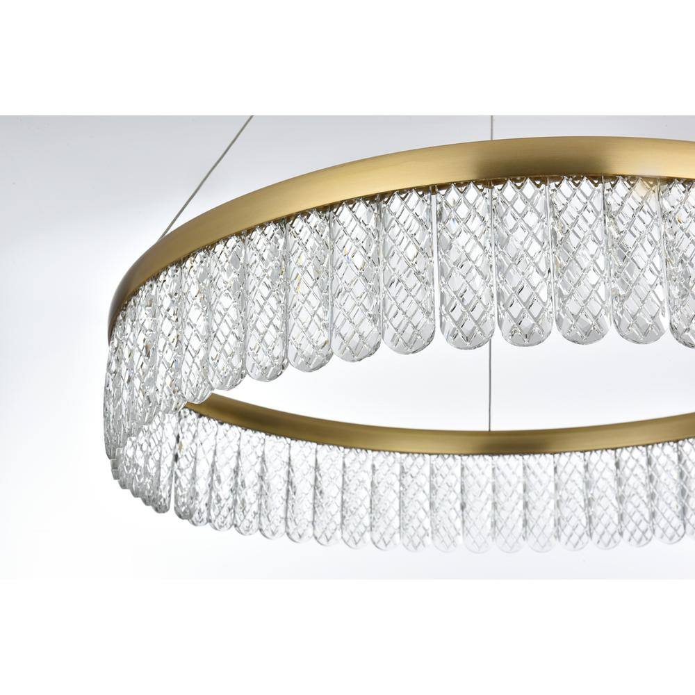 Alt View 6. Elegant Lighting - Rune 24 inch Adjustable LED chandelier in Satin Gold - Satin Gold.