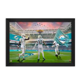 Sporticulture - Tua Tagovailoa and Tyreek Hill Miami Dolphins Framed Two-Player Art Print - Teal