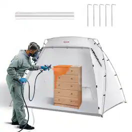 VEVOR - Portable Paint Booth, Larger Spray Paint Tent with Built-in Floor & Mesh Screen, Painting Tent Station for Furniture DIY - White