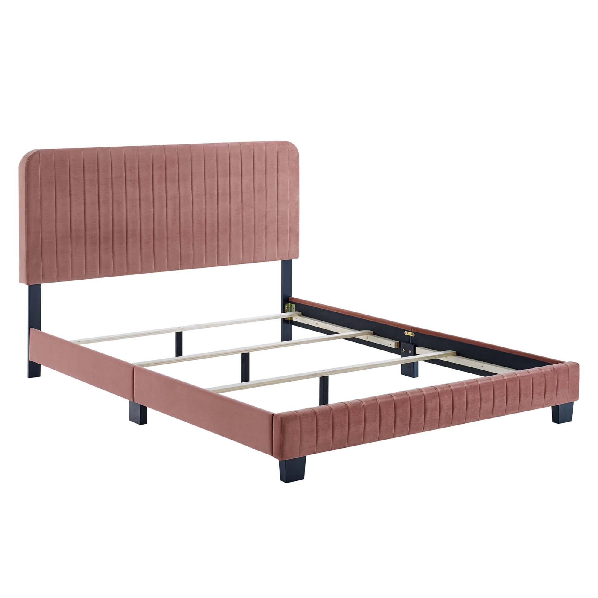 Left. Modway - Billie Wood Queen Platform Bed Frame - Brown.