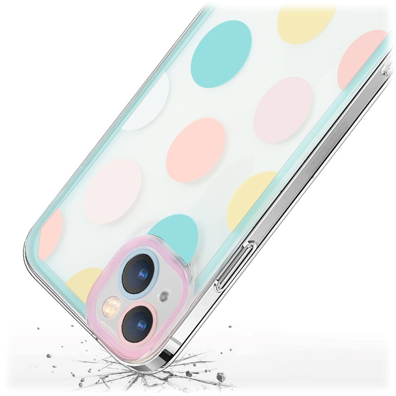 Alt View 14. SaharaCase - PolkaDot Hybrid-Flex Hard Shell Case for Apple iPhone 14 Plus - Clear/Pink/Teal.