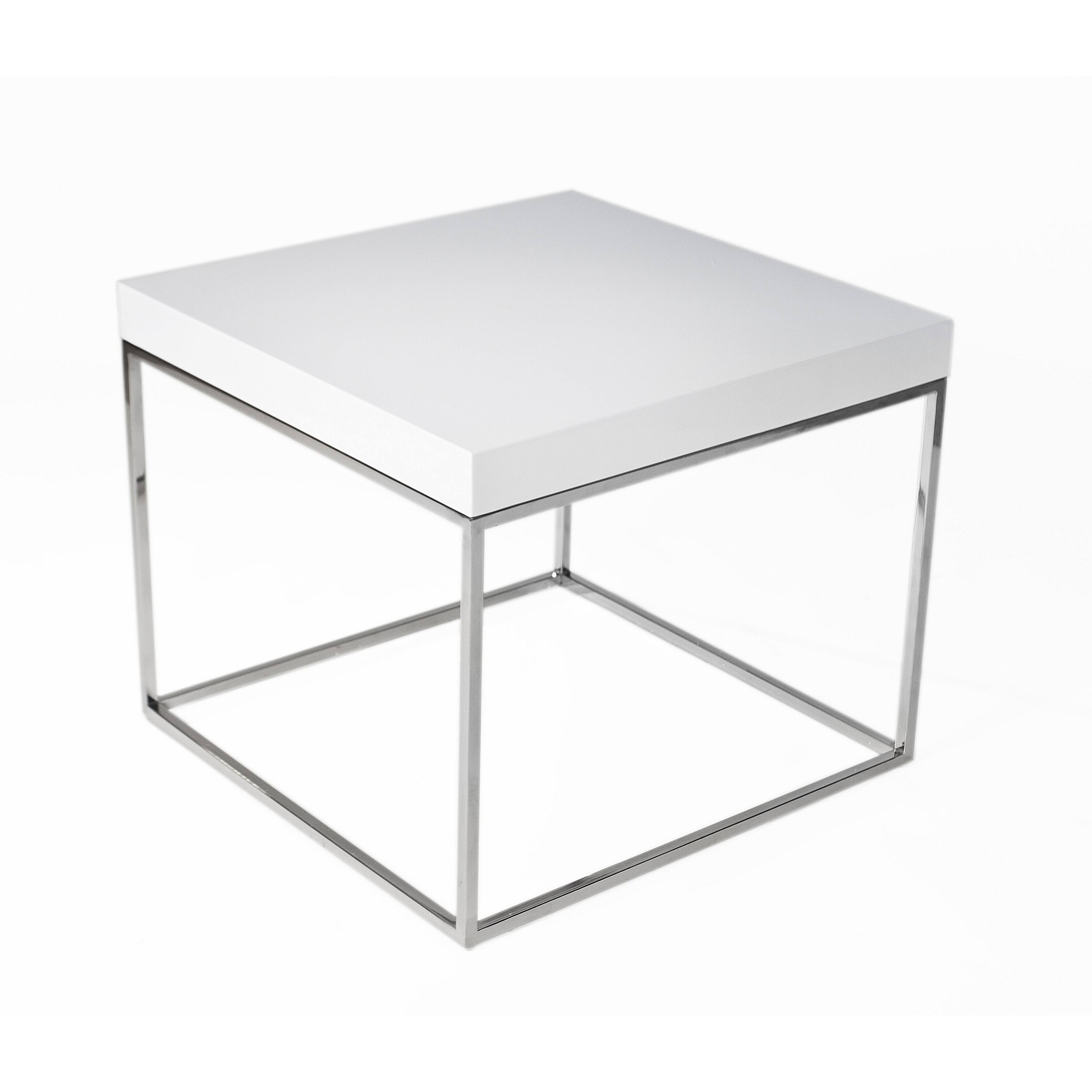 Manhattan Lane Zen 24 Inch Side End Table, Square, Lacquer Top, Chrome ...