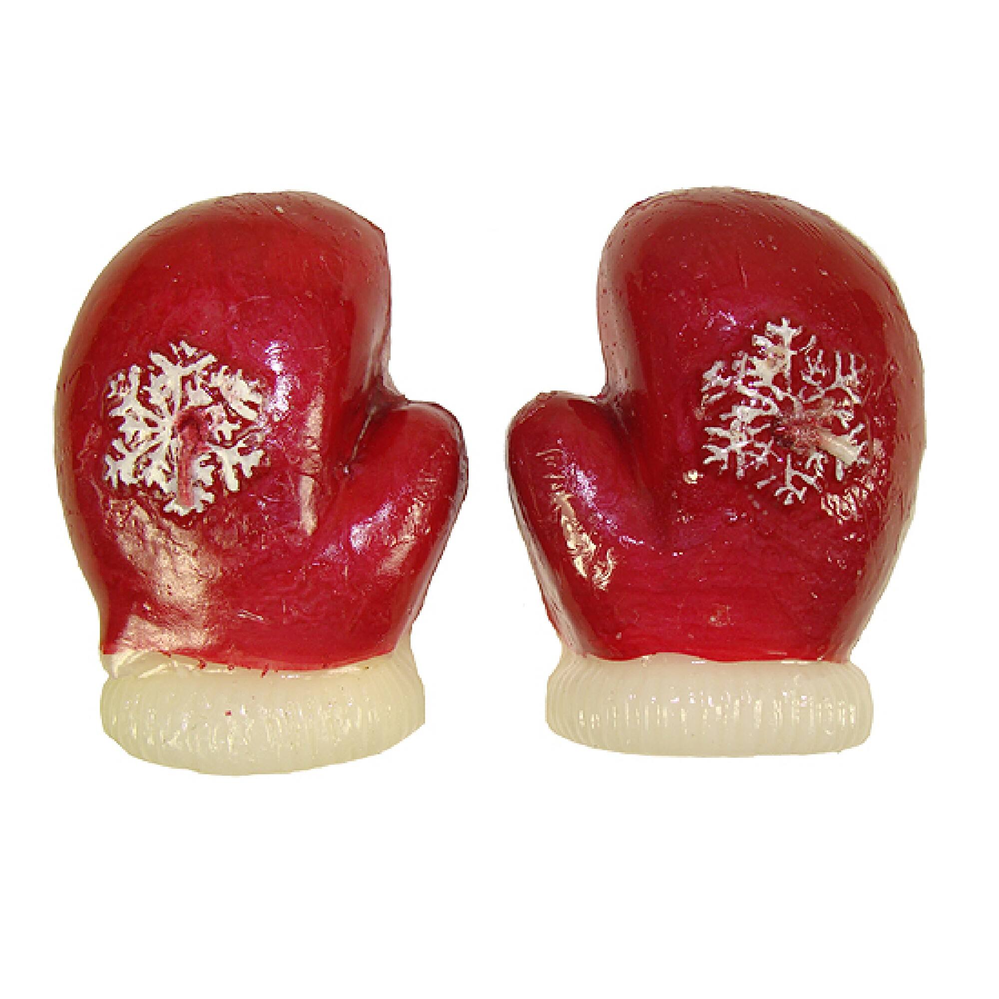 Front. CC Christmas Decor - 192 Red Mitten Floating Christmas Candles 3.25" - Red.