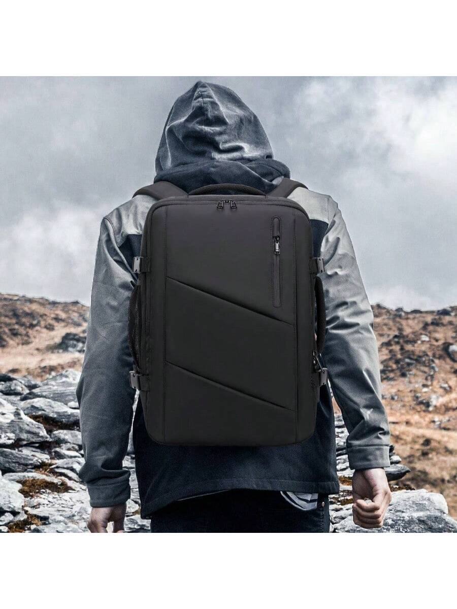 Alt View 4. Live At Space - Carry on Travel Backpack Men Women, Large 40L Flight Approved Expandable Suitcase With Type - C Charging Port, Luggage - Large + A - Black.