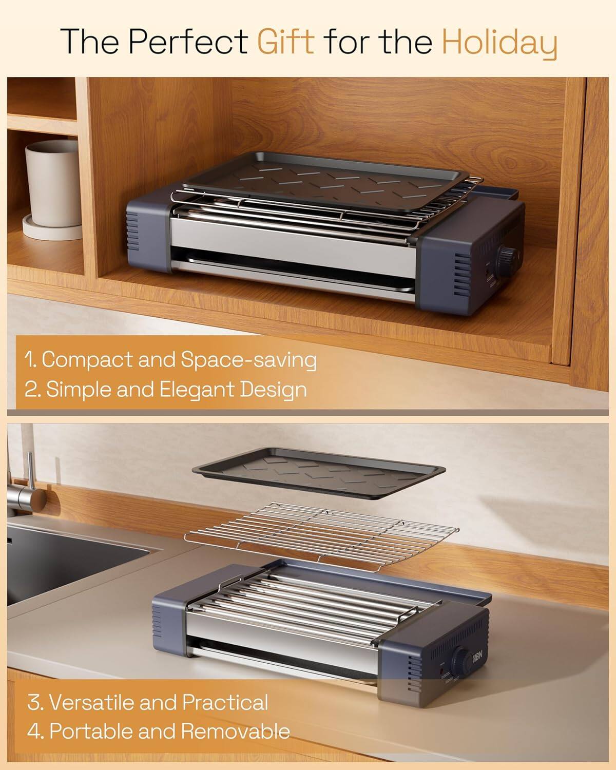 The Perfect Gift for the Holiday

1. Compact and Space-saving  
2. Simple and Elegant Design  
3. Versatile and Practical  
4. Portable and Removable