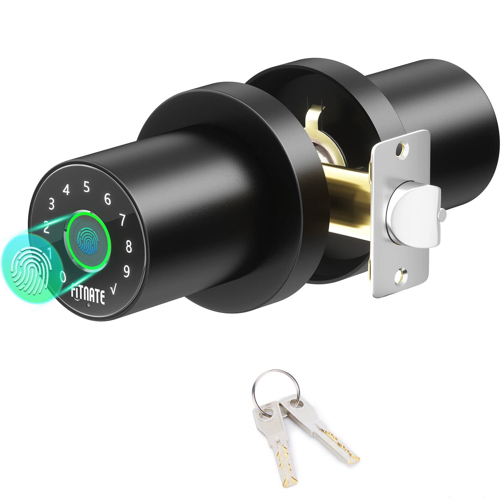 Alt View 8. Fitnate - 4 in 1 Smart Fingerprint Door Lock - Black.