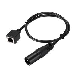 Unique Bargains - 3 Pin DMX512 XLR Male to RJ45 Female Adapter Cable, 1.6ft, for Stage Studio Console Lighting Microphone - Black