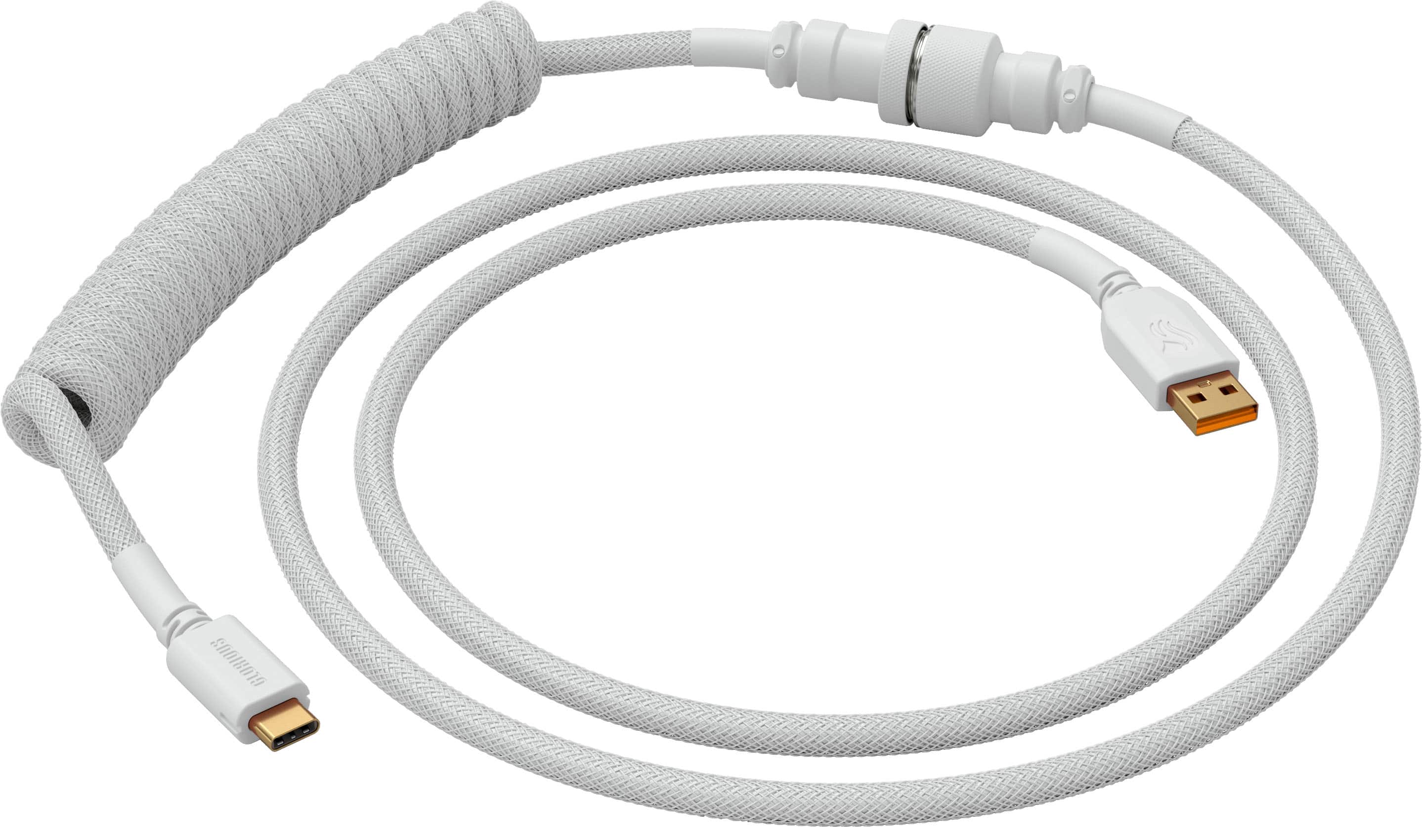 Front. Glorious - Coiled USB-C Artisan Braided Keyboard Cable for Mechanical Gaming Keyboards - Ghost White.