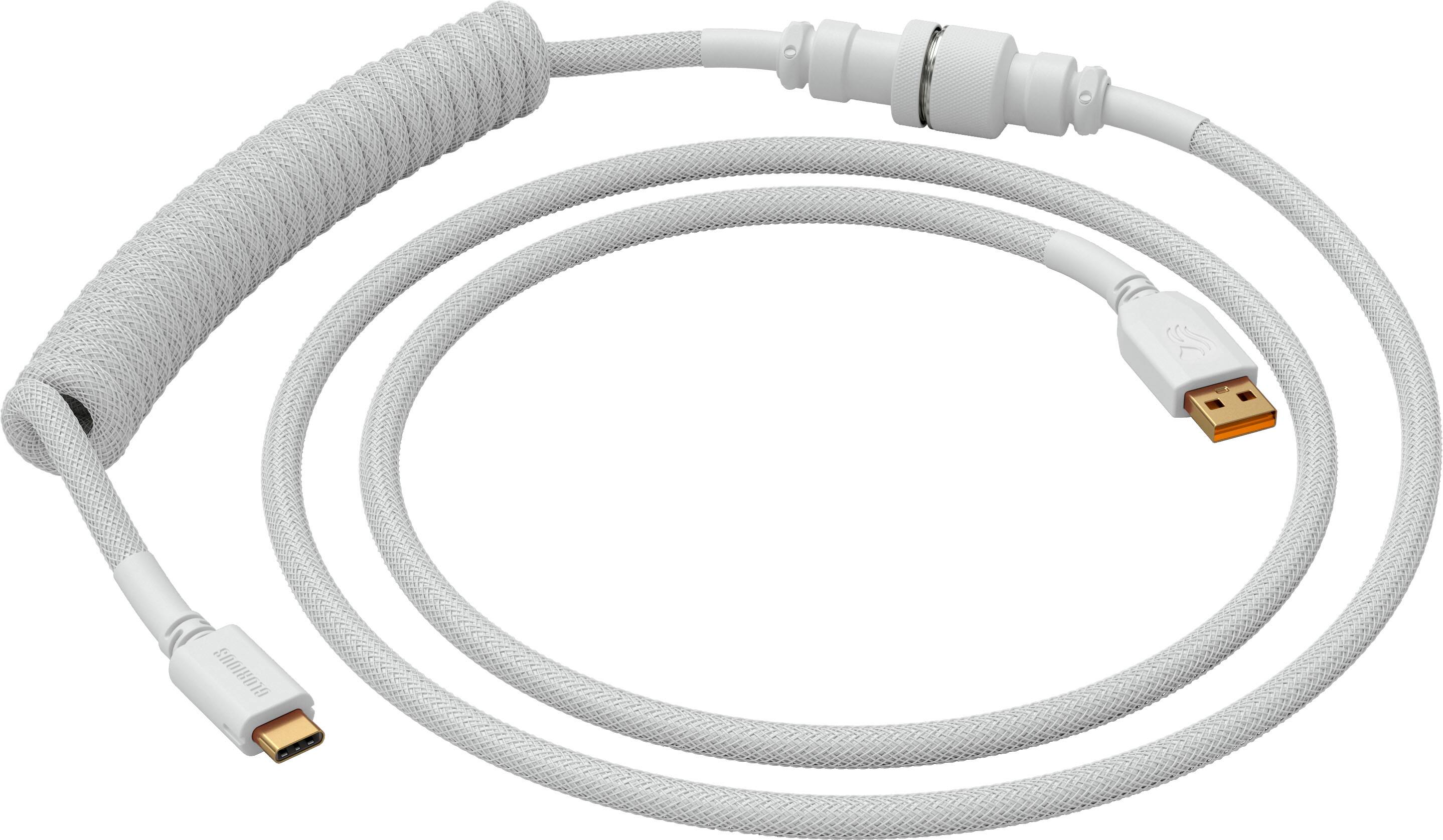 Front. Glorious - Coiled USB-C Artisan Braided Keyboard Cable for Mechanical Gaming Keyboards - Ghost White.