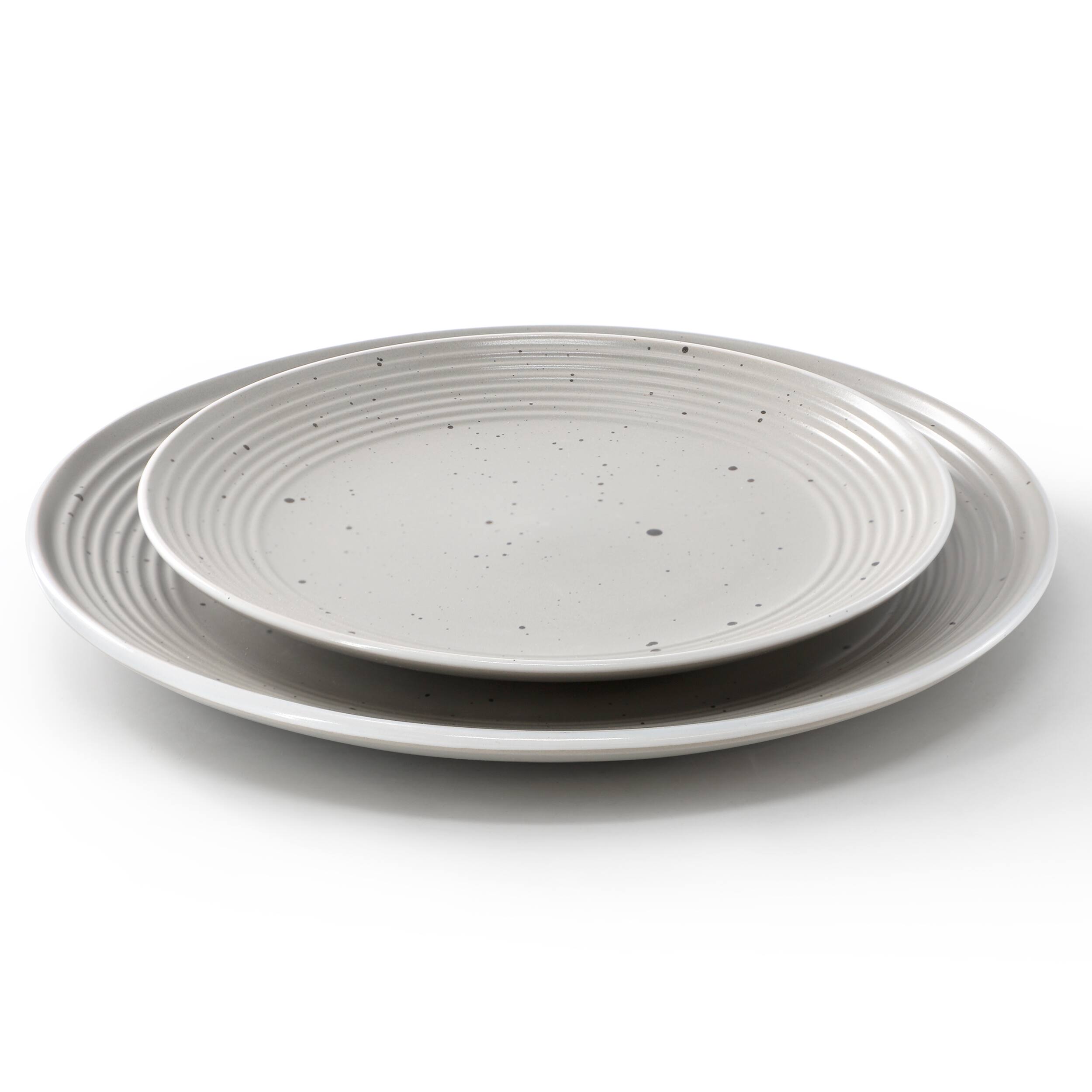 Alt View 1. Elama - Elama Emilia 16 Piece Double Bowl Stoneware Dinnerware Set in Light Gray - Light Gray.
