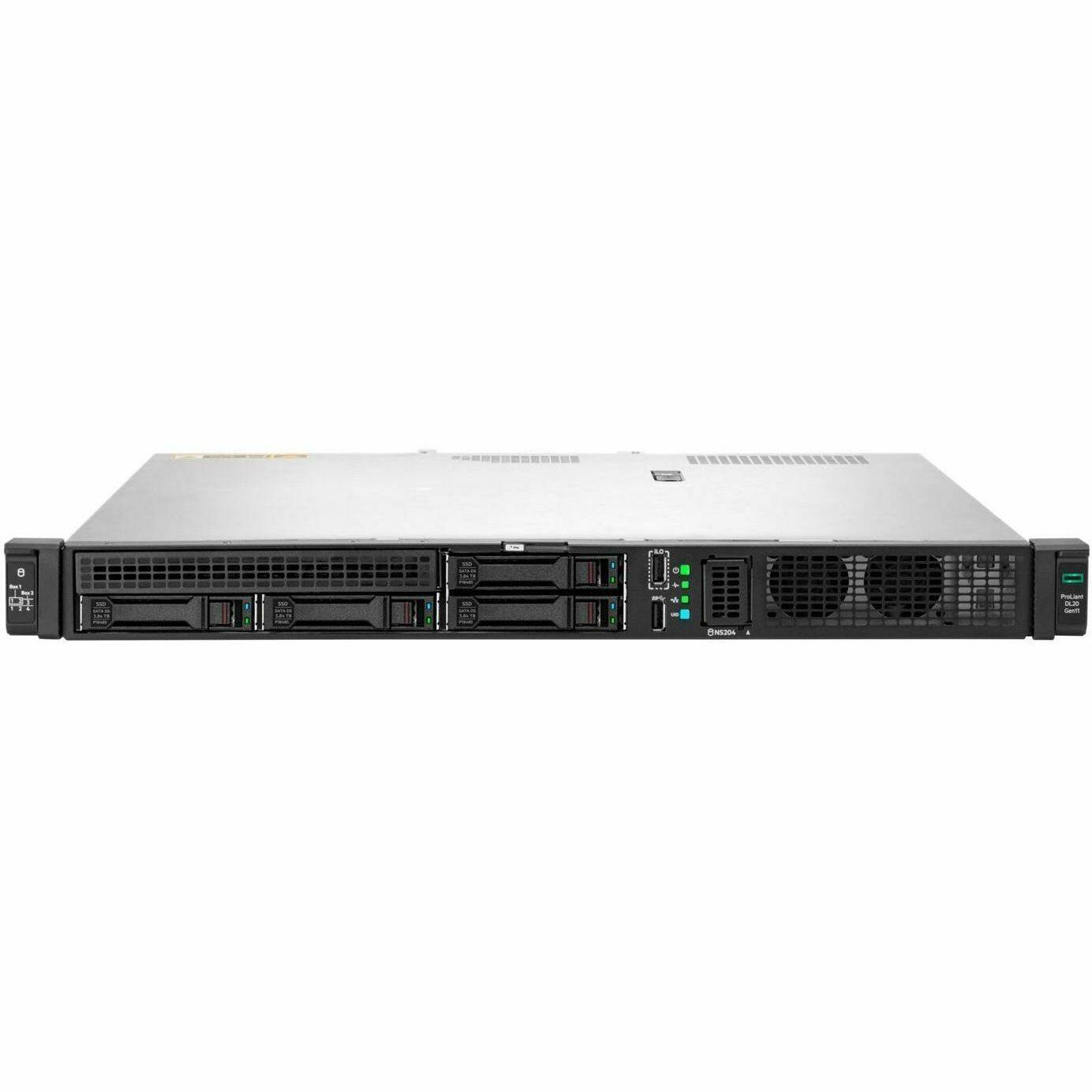 Alt View 3. HPE Aruba - HPE ProLiant DL20 Gen11 6333P 3.1GHz 6-Core 1P 1x32GB 4SFF MR408i-o 1GbE 2x960GB SATA SSD 2x500W PS Rack Server - Black.