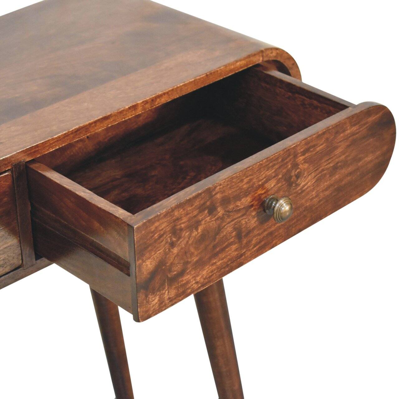 Alt View 2. Artisan Furniture - Artisan Furniture Solid Wood California Walnut Curved Edge Console Table, 2 Drawer - Brown.