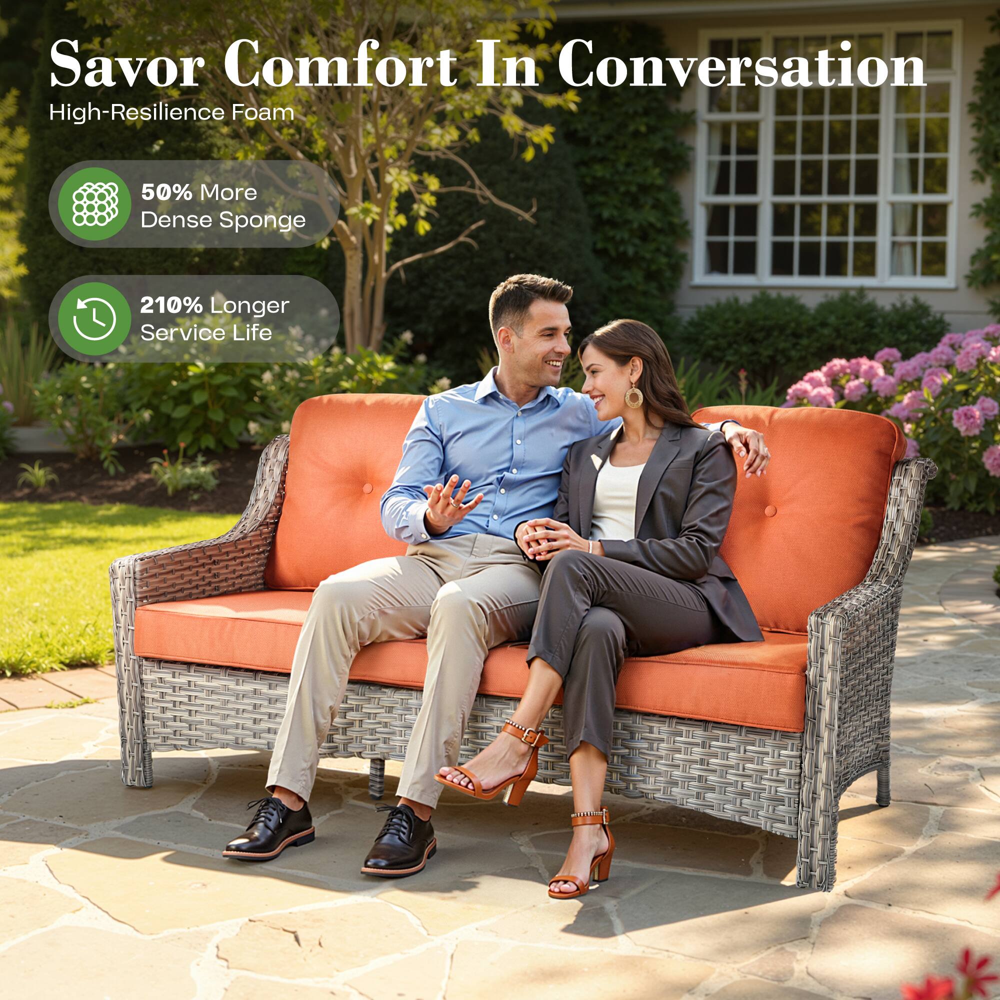 Savor Comfort In Conversation

High-Resilience Foam

- 50% More Dense Sponge
- 210% Longer Service Life