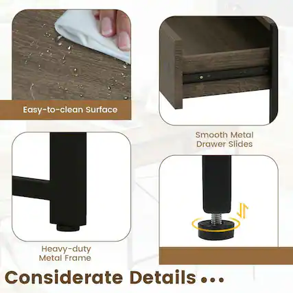 Easy-to-clean Surface
Smooth Metal Drawer Slides
Heavy-duty Metal Frame
Considerate Details...